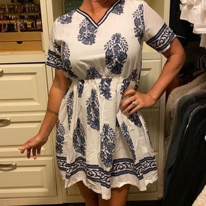 Navy and white dress